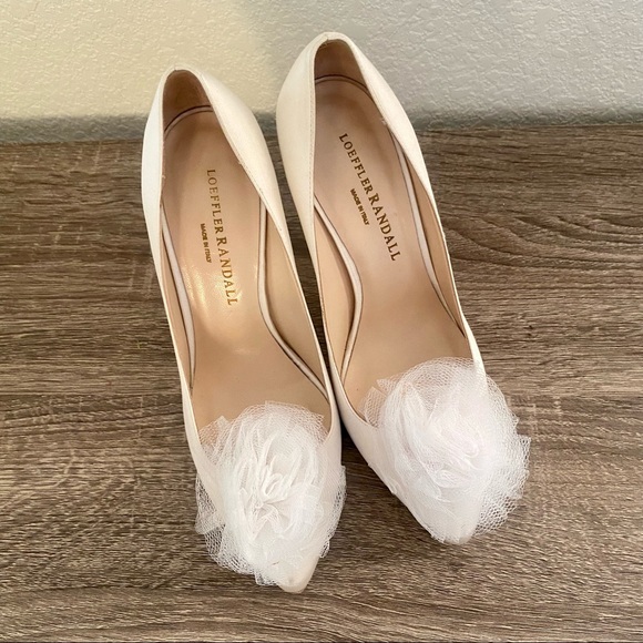 Loeffler Randal Satin Tulle Bridal Pumps - Picture 2 of 9